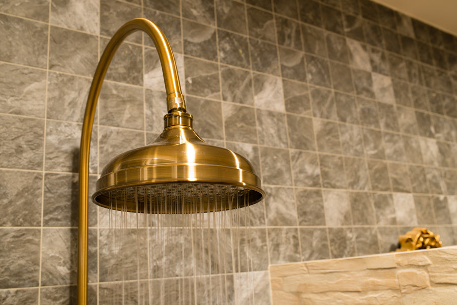 Vintage Shower Set with Lever Handle - Brushed Gold